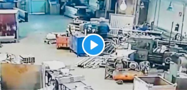 Watch Russian Machine Video - Mishap on Machine in Russia sparkles work environment security banter